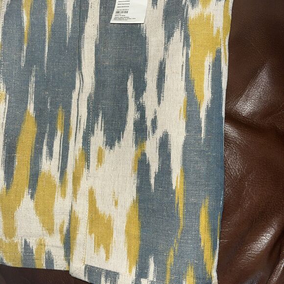 Set 4 Crate & Barrel Babo Jute Cotton Ikat Green Print Placement 14x19 - Picture 3 of 4